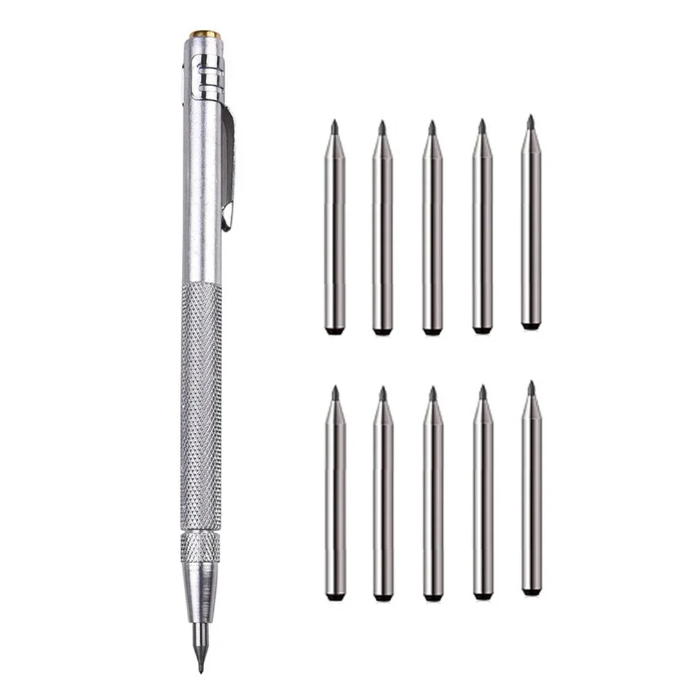 Scriber à pointe en carbure de tungstène, stylo de gravure, pointe de marquage pour verre, coque en céramique, outils de marquage de construction en métal, 10 pièces