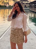 HH Women Summer Fashion Party Style Sequin Mini Slim Skirt Female Sexy Elegant Banquet Zipper High Waist Short A-Line Skirt 4