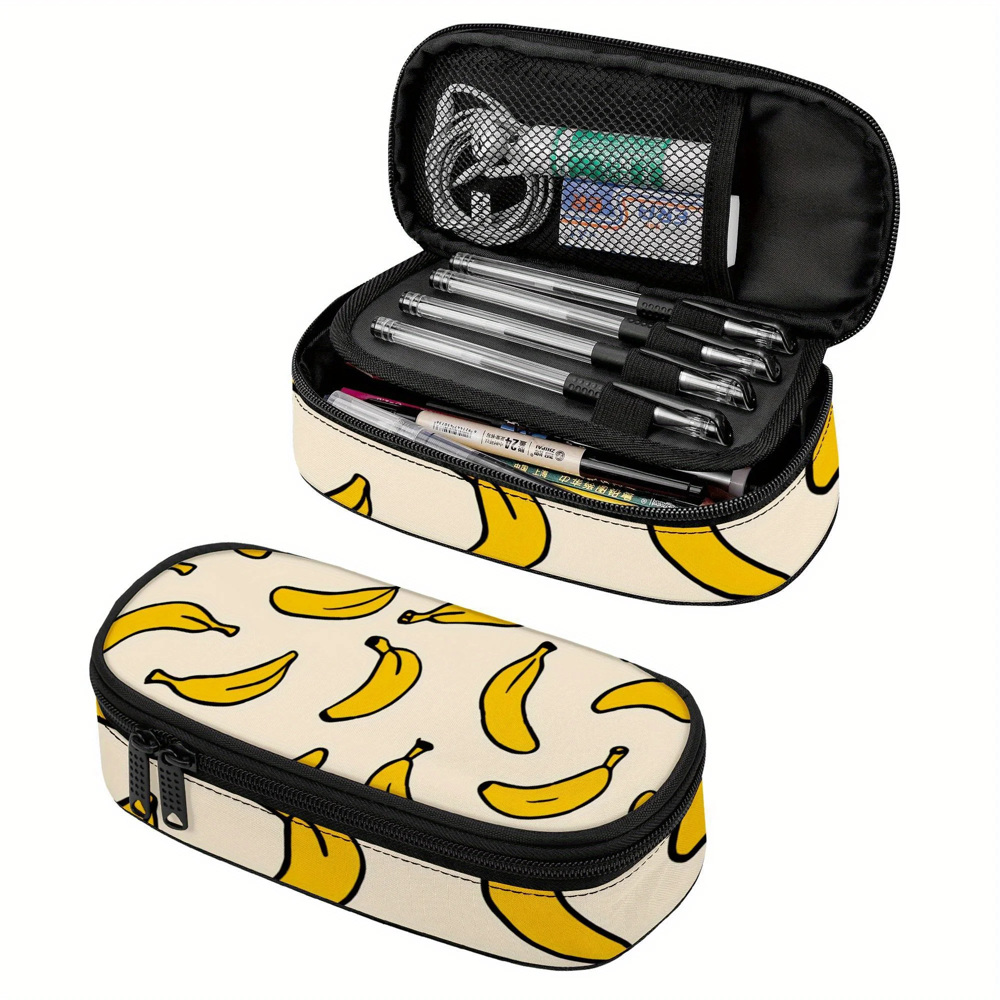 Pencil Case Featuring a Banana Print, Banana Pattern Pencil Pouch, Banana Design Pencil Bag with a Zipper Compartment