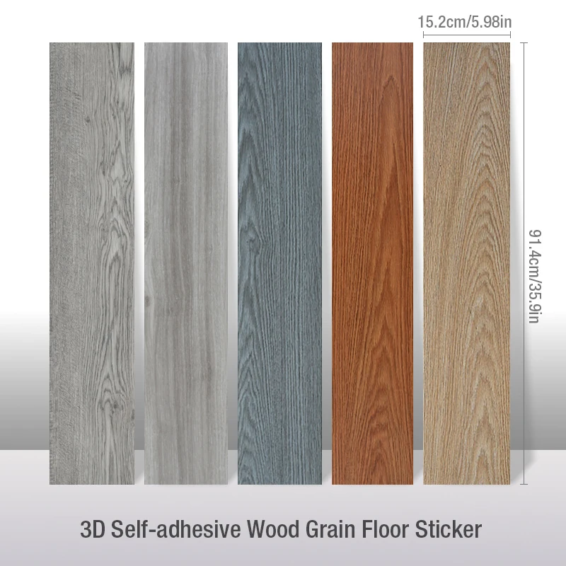 10pc Self-adhesive Wood Grain Floor Wall Sticker Modern Style PVC Living Room Toilet Kitchen Home Floor Decor Waterproof Sticker