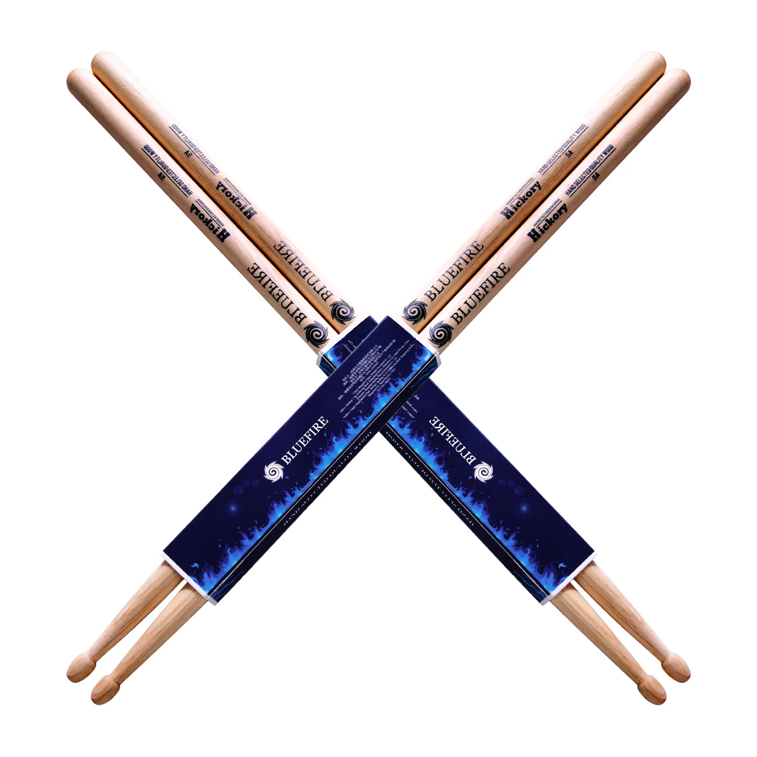 Bluefire 2 Pairs 5A American Hickory Drum Sticks Weight Matched Classic Acorn Finish Tip for Professional Musical Drumstick