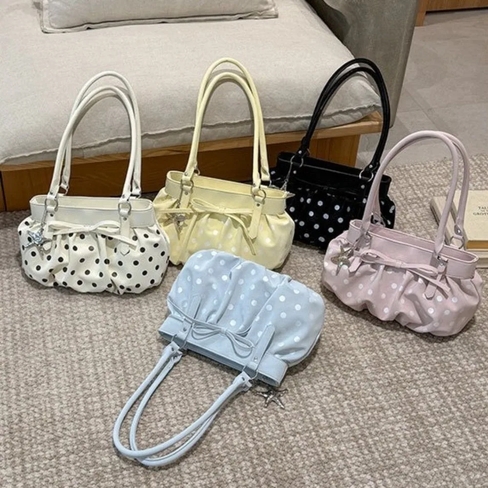 

High Quality Exquisite Polka Dot Shoulder Bags PU Leather Versatile Handbags Large Capacity Tote Bags Women