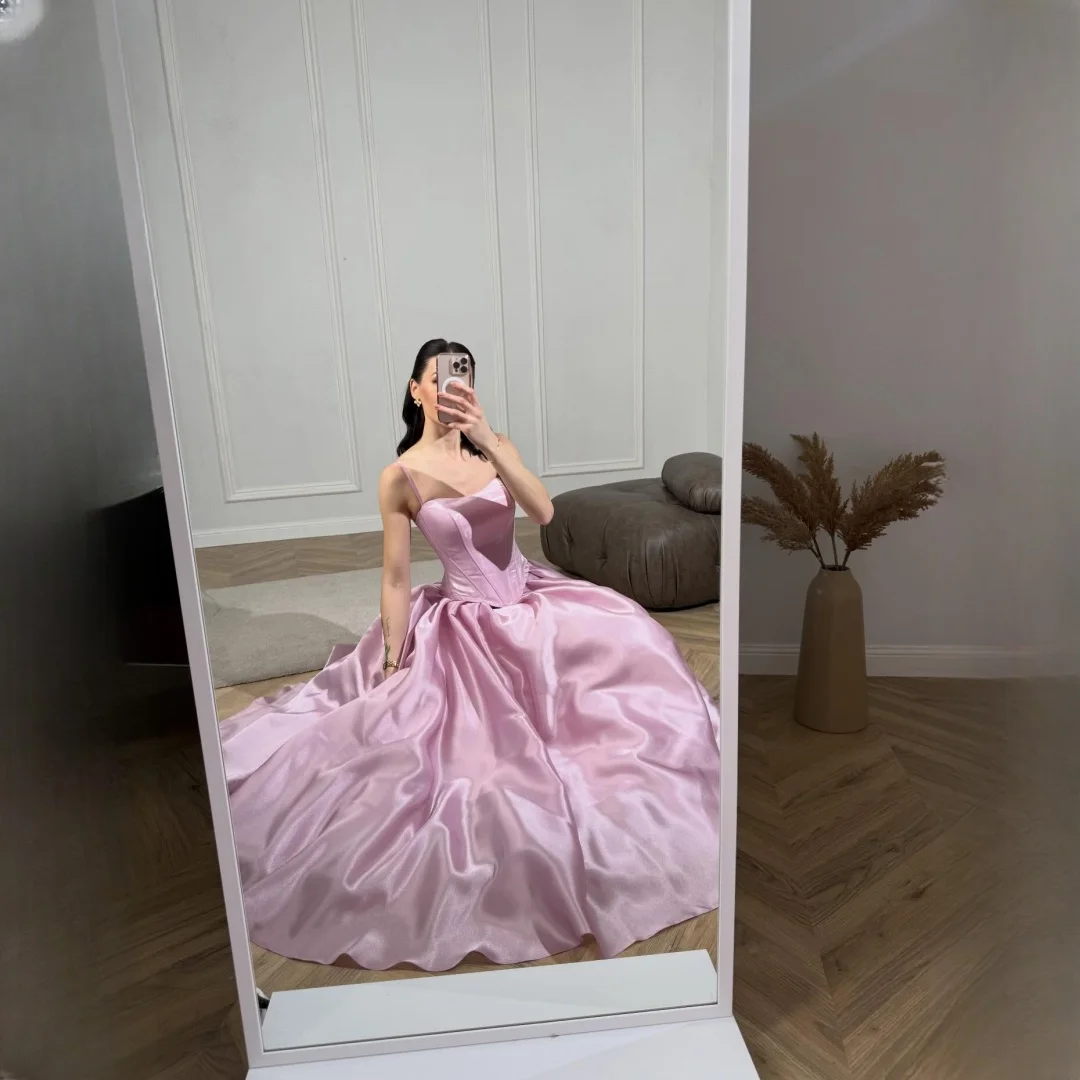 

Lucy Satin Sweetheart Pink Ball Gown Evening Dress 2026 Prom Dress Elegant Prom Party Customized Gowns Elegant Luxury Premium
