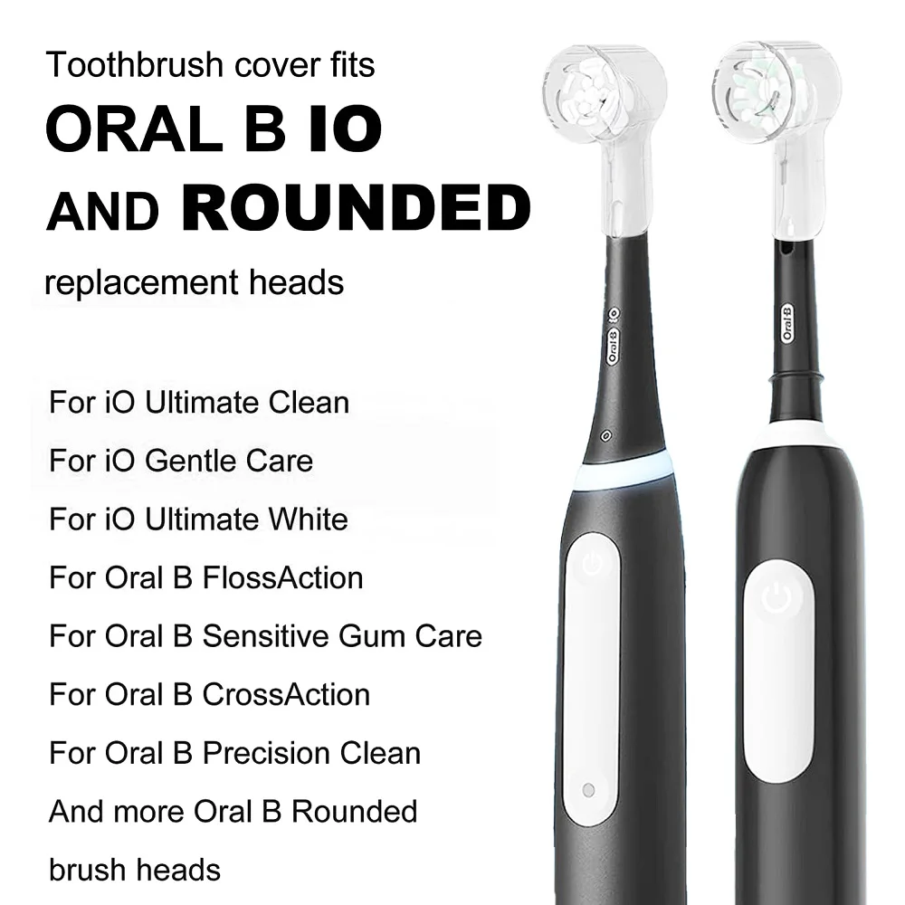 Toothbrush Dustproof Covers Caps Compatible with Braun Oral B Replacement Heads and iO Series Electric Toothbrush Head Protector