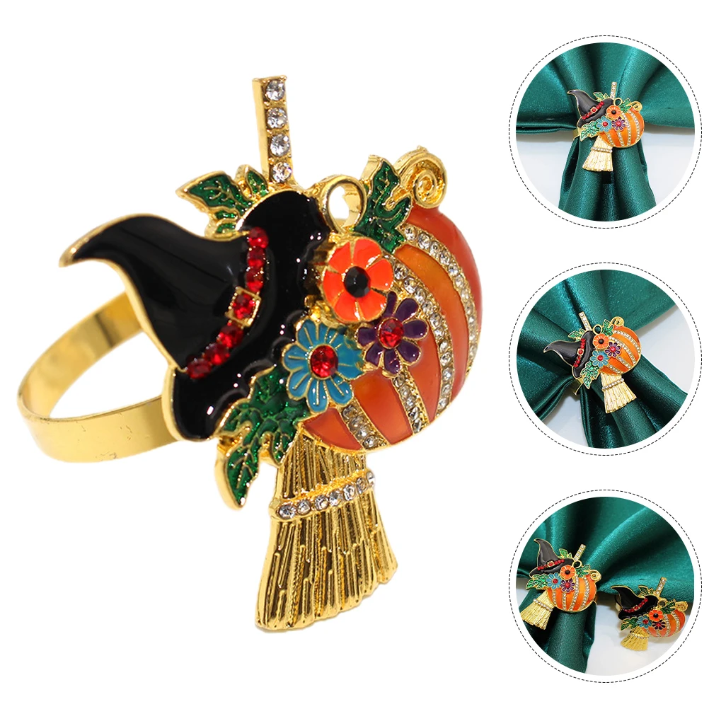 

4pcs Halloween Rings Alloy Novel Shaped Napkin Holder Serviette Buckles Metal Napkin Ring Table Decor Party Favors Home Office