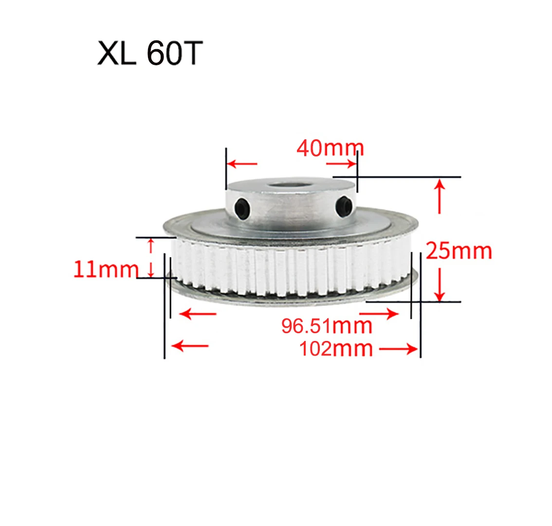 

1Pcs 40/50/60 Teeth XL Timing Belt Pulley Bore 8/10/12mm Slot Width 11mm Pitch 5.08mm For 10mm Belt CNC/Step Motor