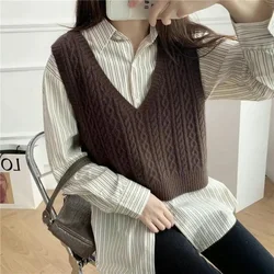 Waistcoat Pullover Spring Autumn Short Lady Sweaters Cropped Light Fashion 2025 Knit Vests for Women Elegant Clothing Sleeveless