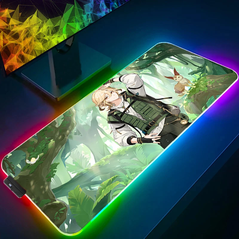 RGB Mouse pad professional eSports game players Speed Lock Edge Rubber Desk LED Mousepad G-genshin Impact Kaveh Keyboard Mat