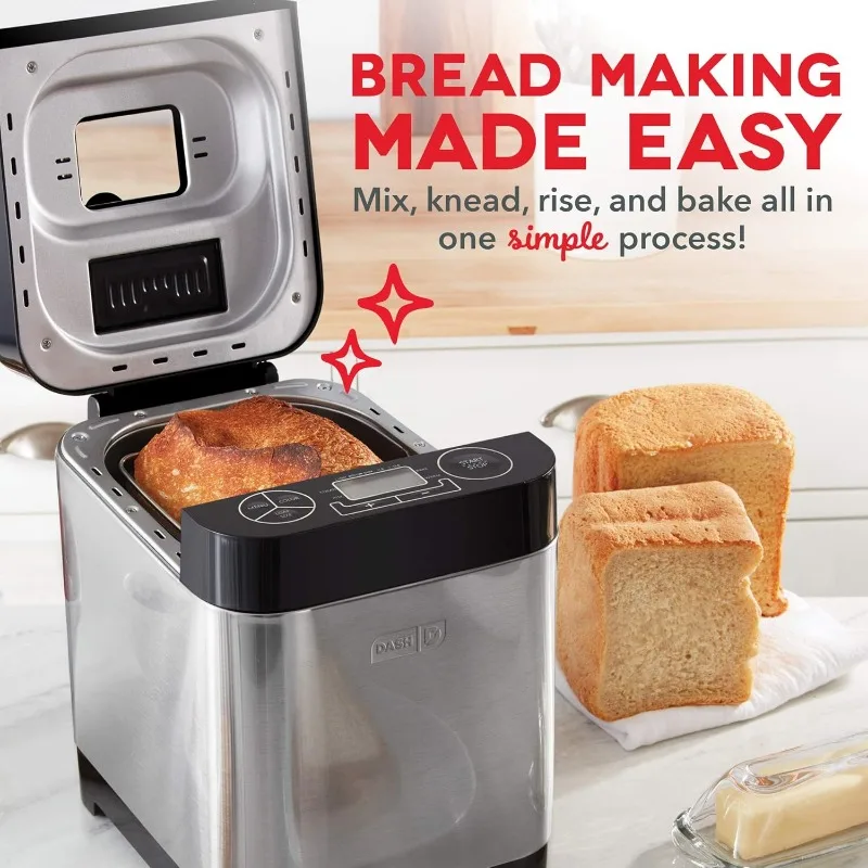 Everyday Stainless Steel Bread Maker, Up to 1.5lb Loaf, Programmable, 12 Settings + Gluten Free & Automatic Filling Dispenser