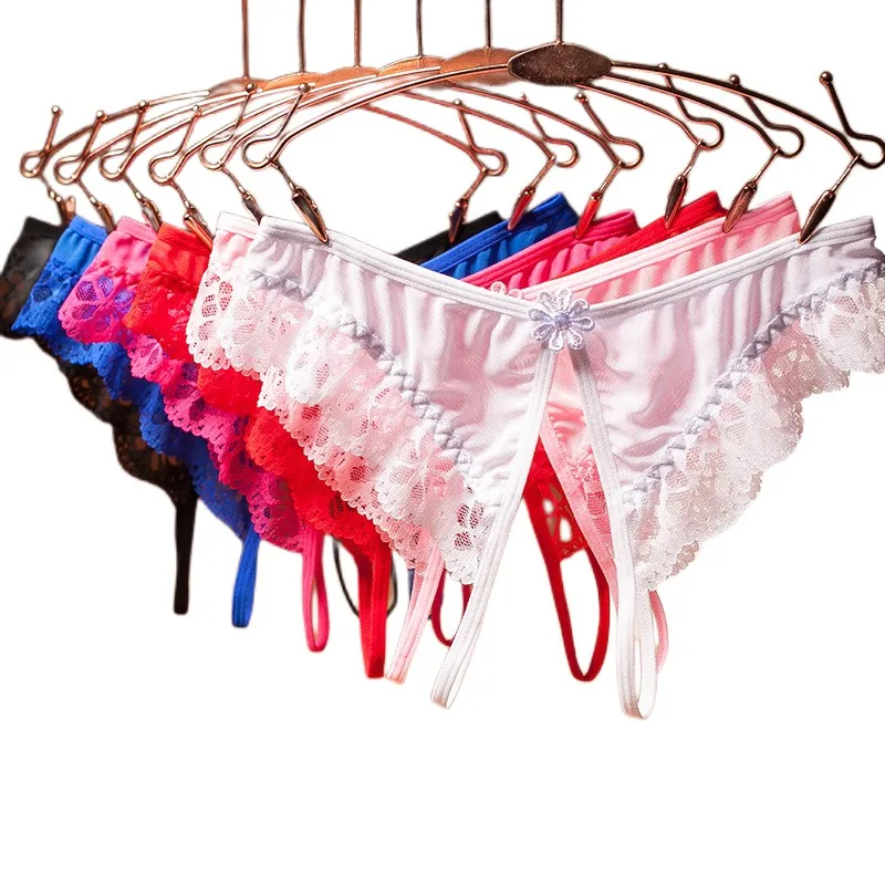 

Free Size High Elastic Underwear Women Sexy Erotic Lingerie Low Rise Lace Bowtie Open Crotch Panties Sensual Exotic Thongs