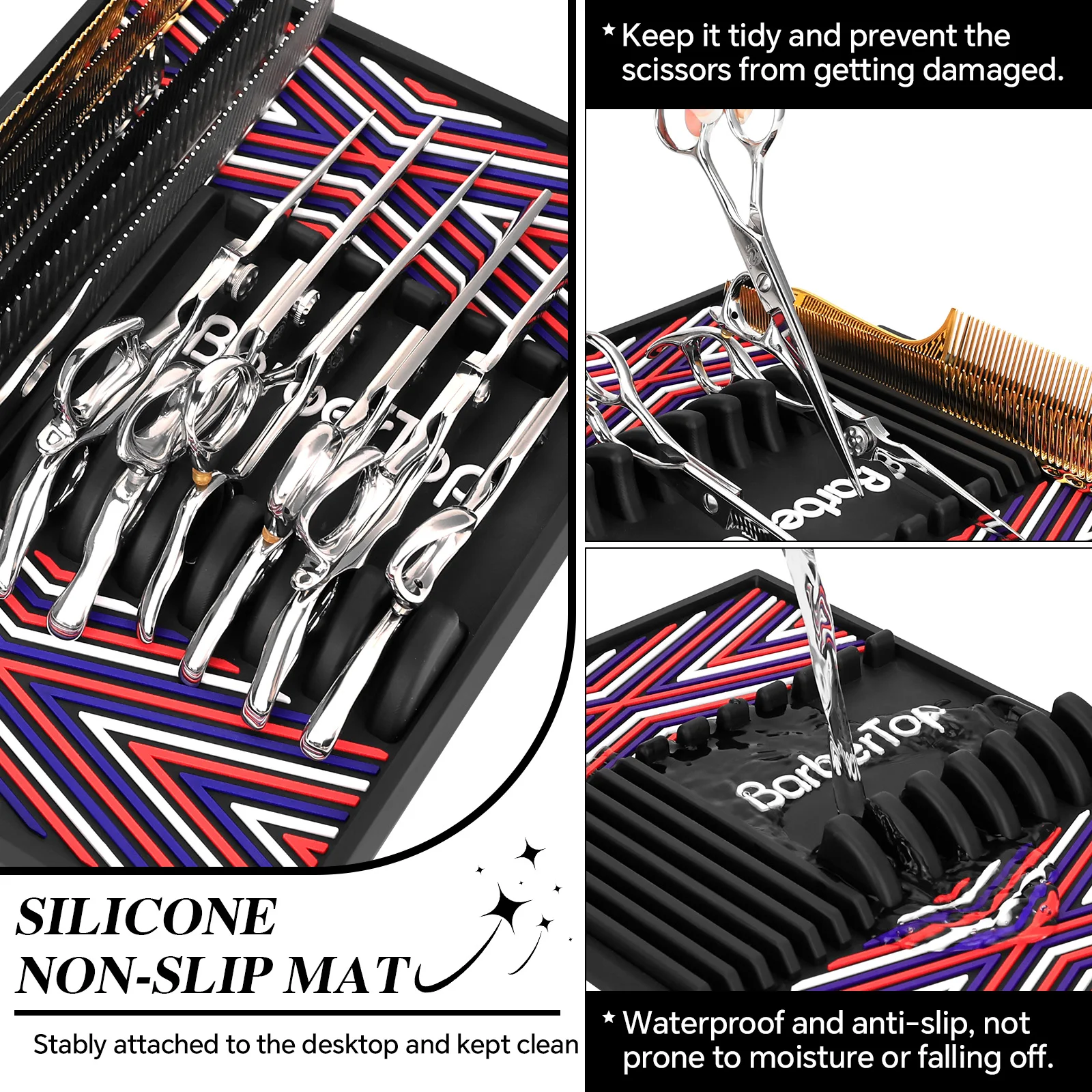 Barber Shop Tool Pad Waterproof Anti Slip Heat Resistant Desktop Storage Mat for Hair Scissors Clippers Display