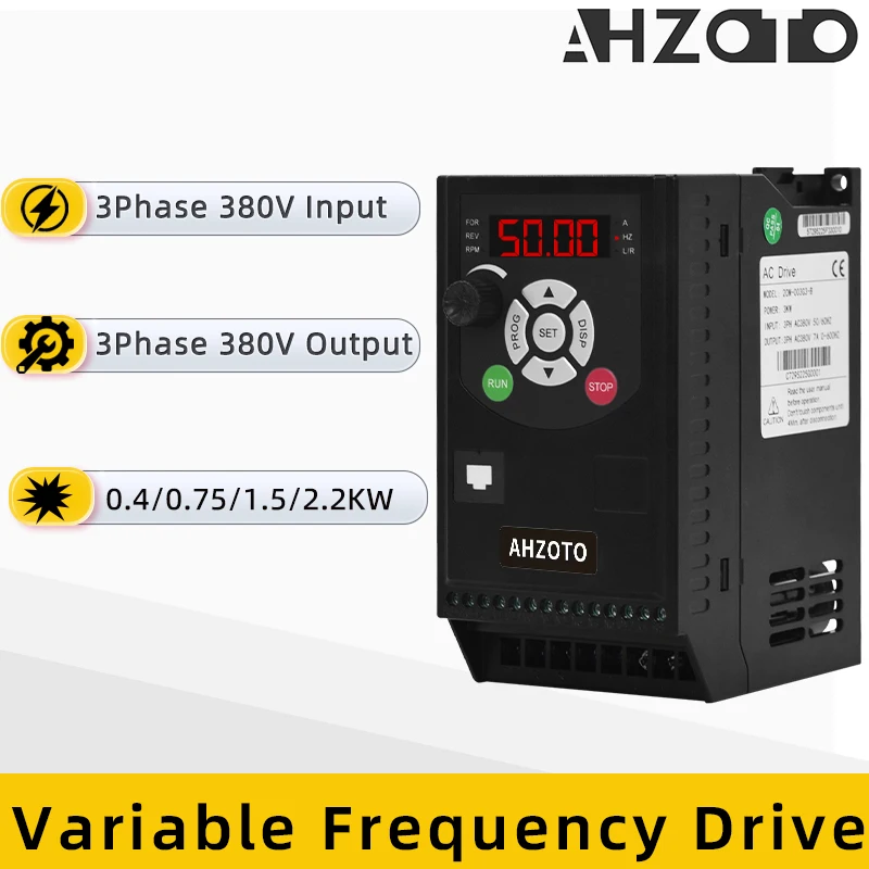 

Variable Frequency Drive Converter Inverter 380V 0.4/0.75/1.5/2.2KW 3-phase 380V Output Motor Speed Controller AC Drive VFD