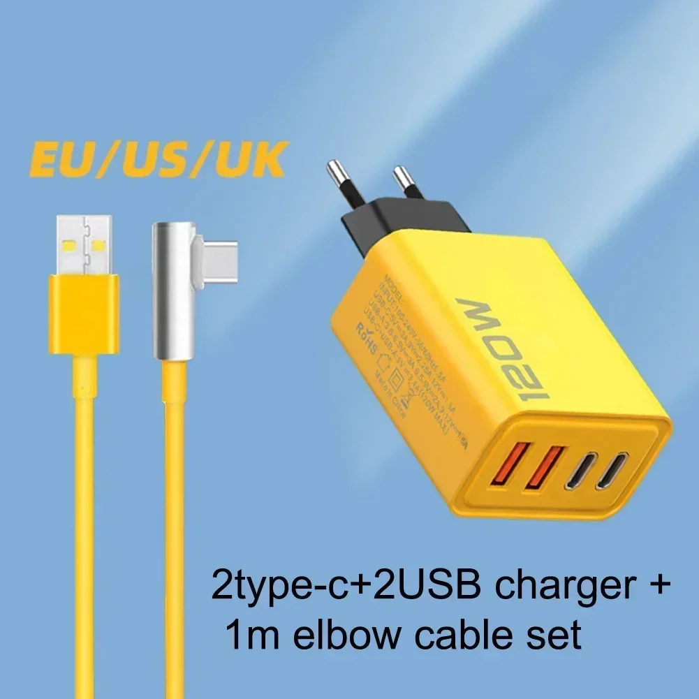 High-Speed 120W Type C Quick Charge 3.0 USB Charger 2USB Dual PD Mobile Phone Charging Head Type C Charger