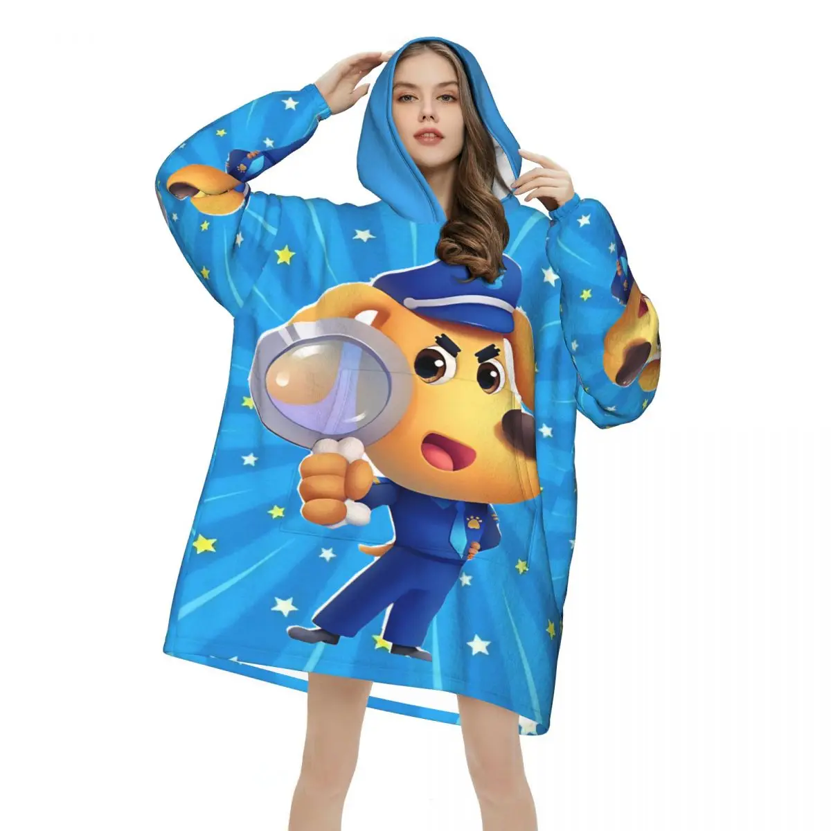 Sheriff Labrador Blanket Hoodie Wearable Blanket Large with Pocket Warm Sleeping Bag Soft Cozy Onesie