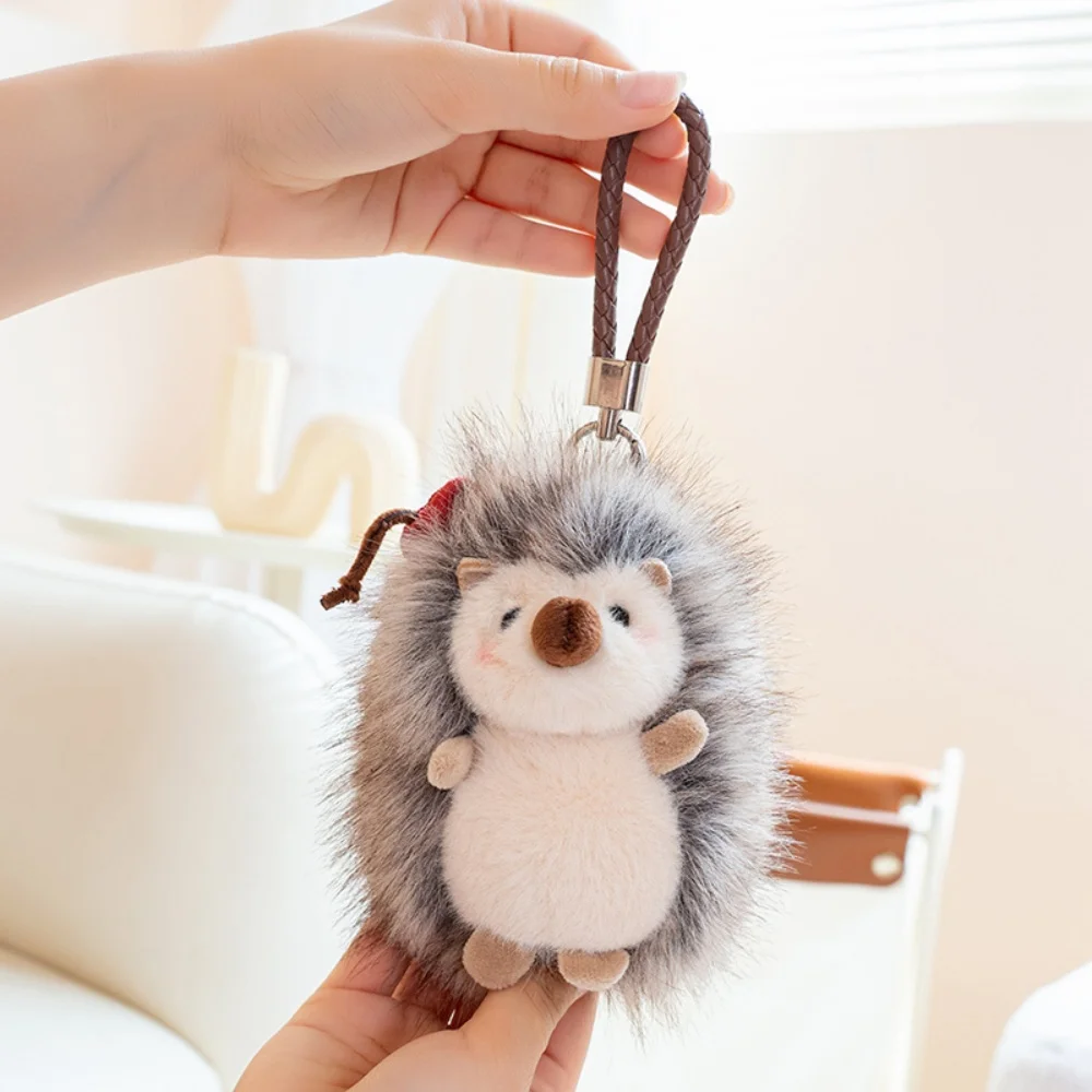 Cute Mini Animal Plush Keychain Adorable Hedgehog Lion Stuffed Doll Pendant Soft Fluffy Backpack Ornament Birthday Gift