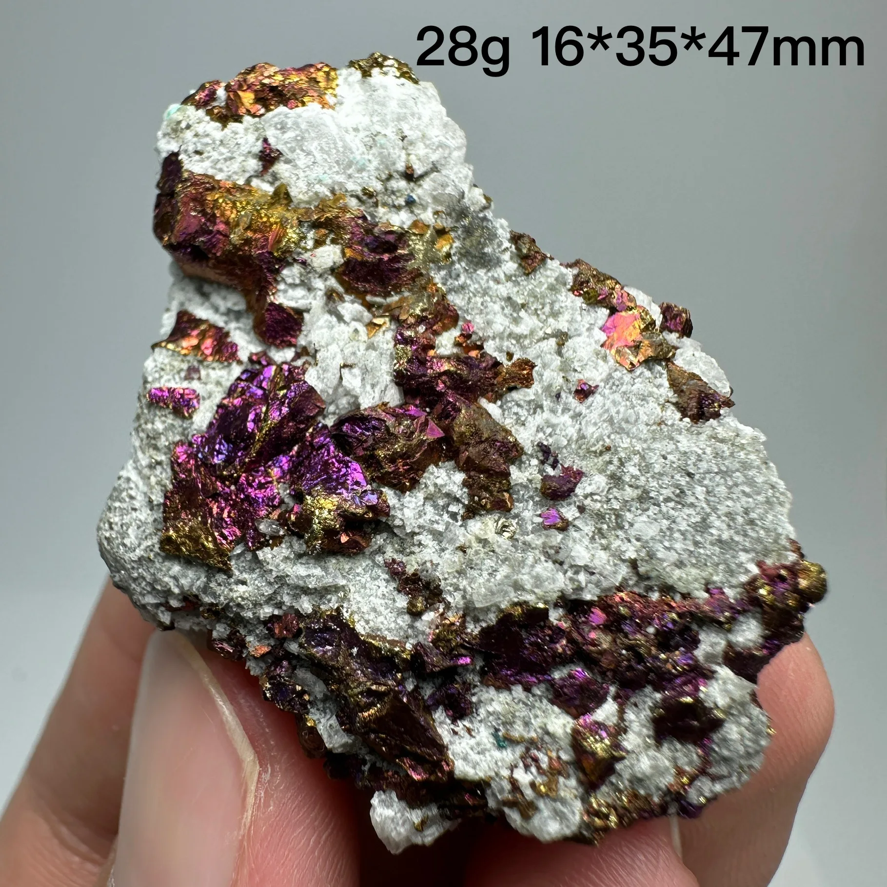 

Natural Colorful Copper Ore Bornite Calcite Paragenesis Mineral Specimen Healing Stone Crystal Quartz Home Decor