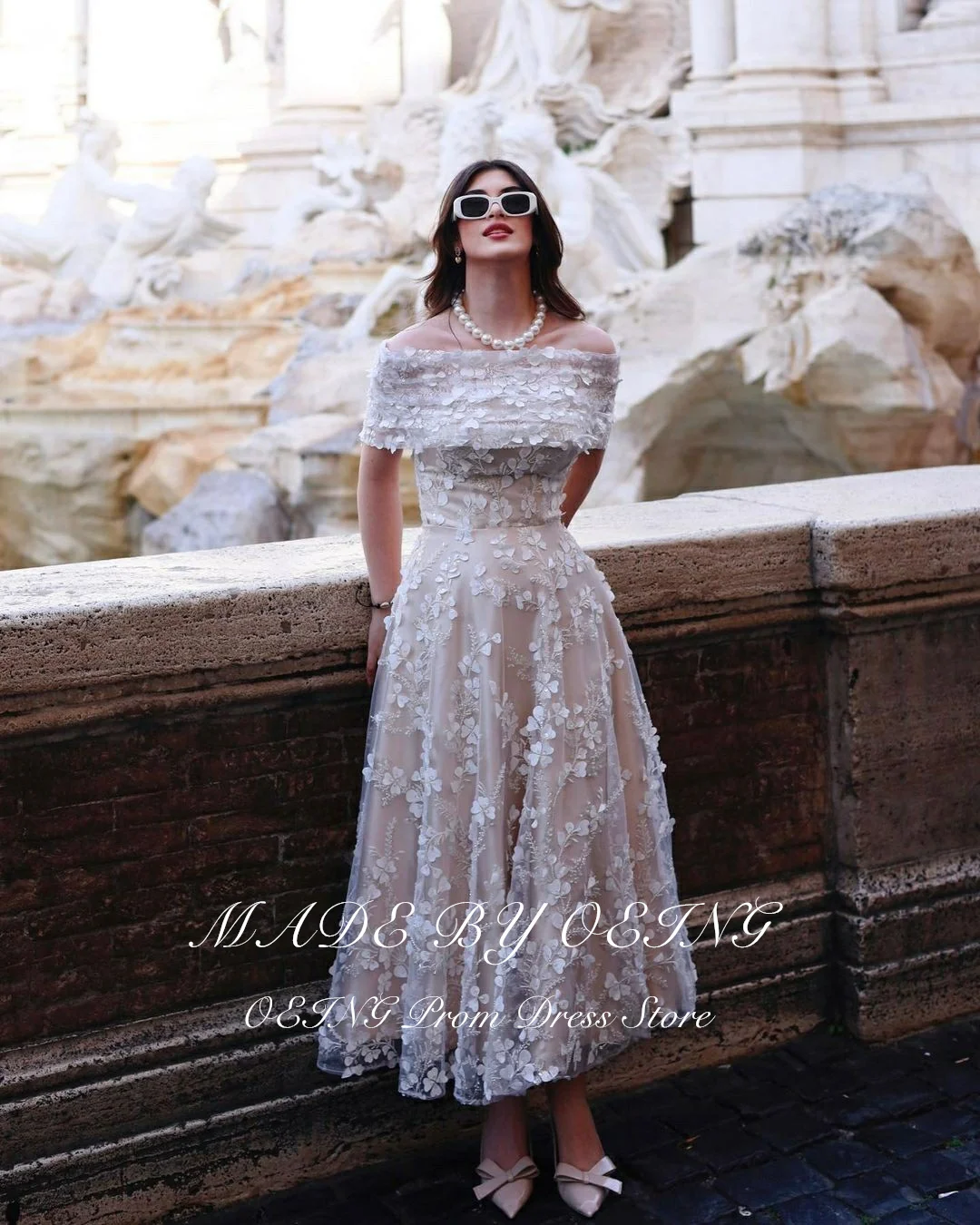 OEING 2024 Elegant A Line Wedding Dress Detachable Off The Shoulder 3D Lace Appliques Bridal Gown Exquisite Prom Dress Gala