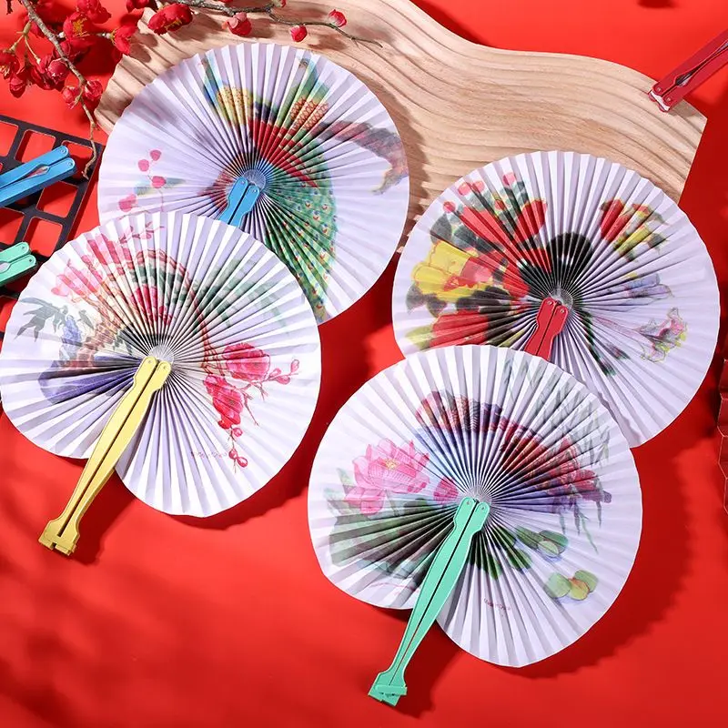 

National Trend Chinese Folding Paper Fan Portable Elegant Pattern Fan For Performance