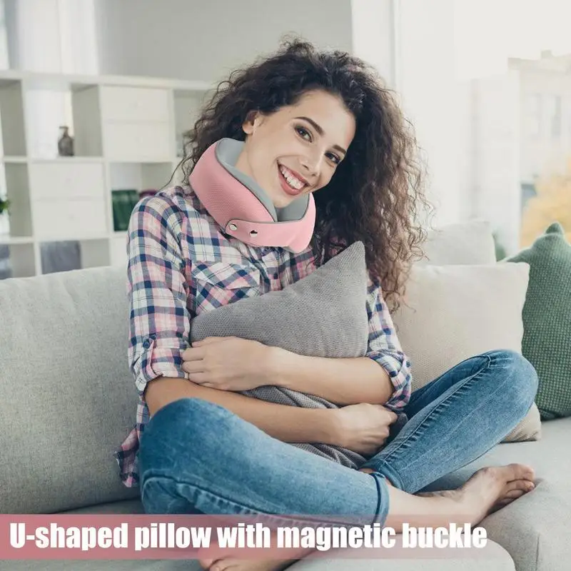 Memory Foam Travel Pillow Adjustable U-Shaped Neck Pillow Memory Foam Sleep Masque And Ear Plugs Included Breathable Neck Pillow