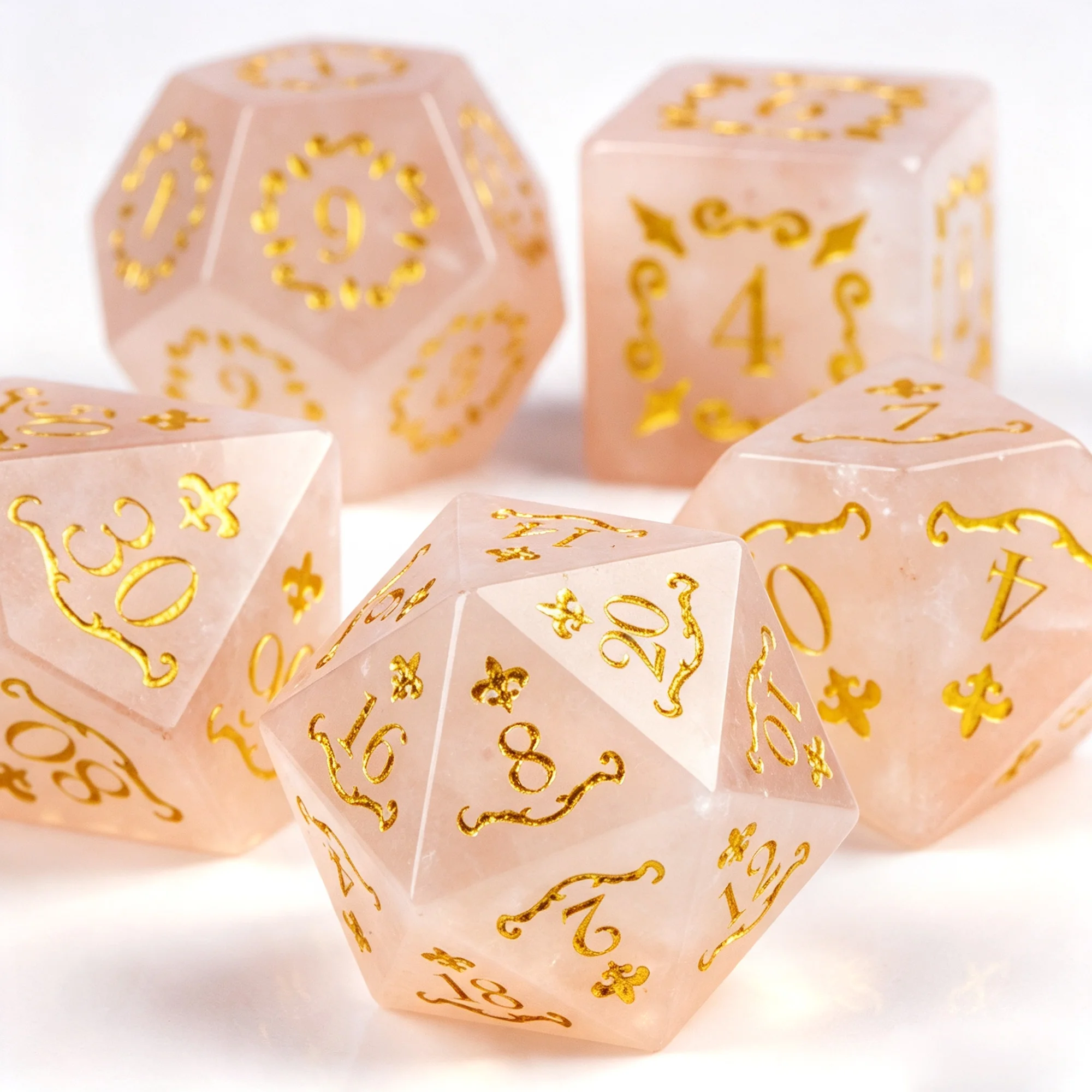 7Pcs Natural Gemstone DND Dice Set, Assorted Styles D&D Polyhedral Dice with Gift Box for Tabletop RPG Games