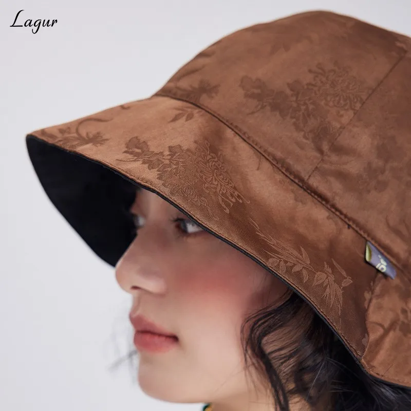 silk fragrant gauze fisherman's hat double-sided wearable new style for women