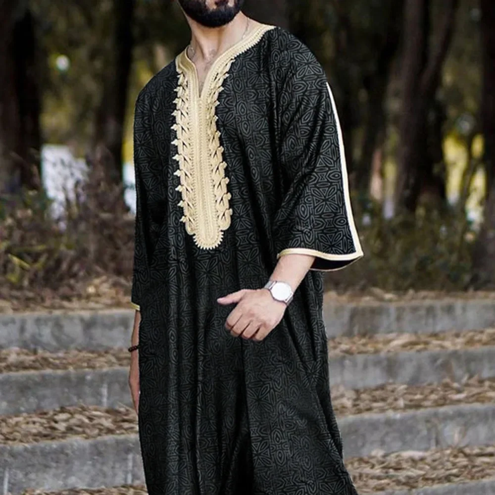 Nahen Osten Ramadan männer Freizeit Jugend Schwarz Muslimischen Robe Arabisch Muslimischen Mode Türkischen Shop Kleidung Männer Jubba Thobe