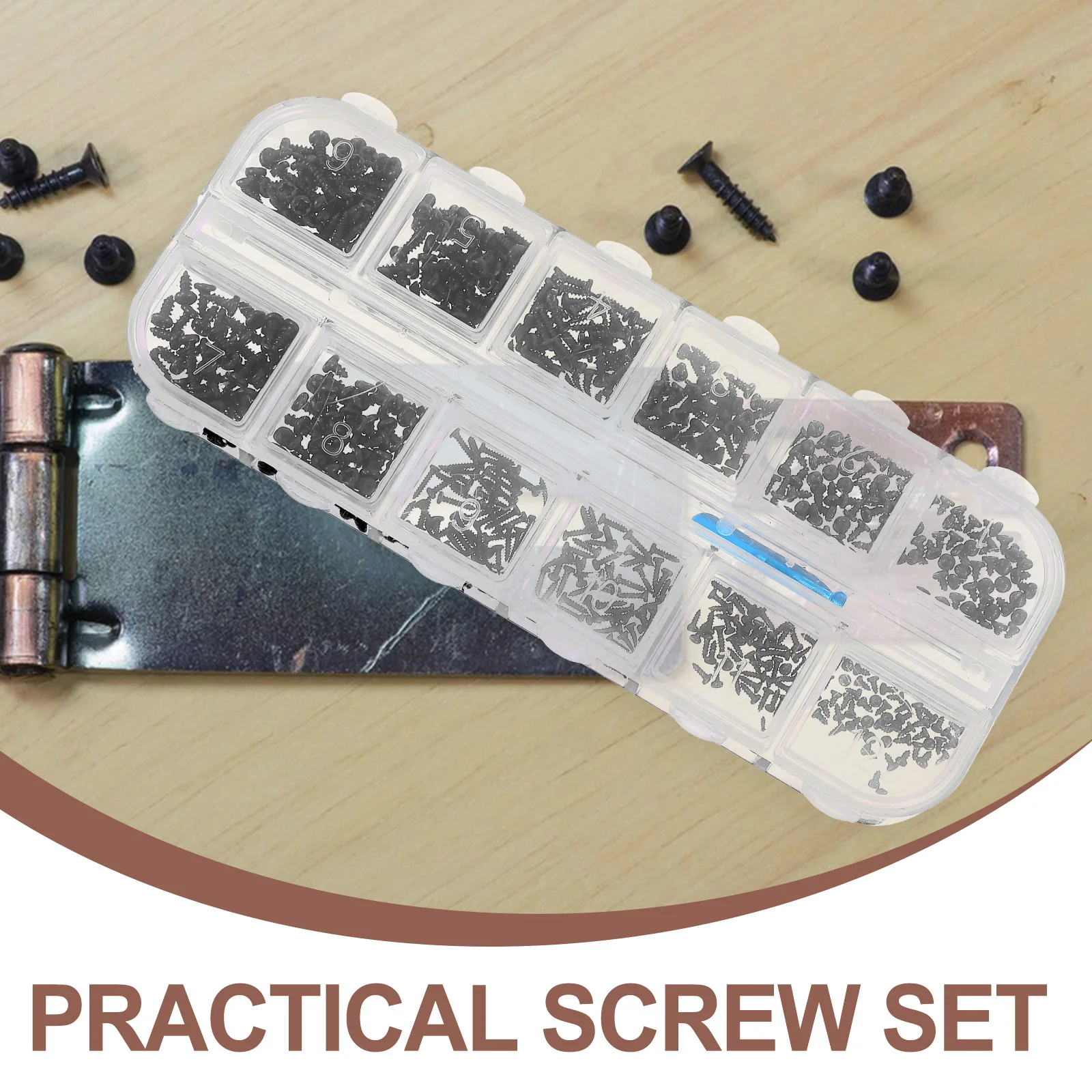 

1 Box Self-Tapping Screws Assorted Sizes Carbon Steel Durable Pan Head for DIY Wall Plate Wood Metal Screws Assortment