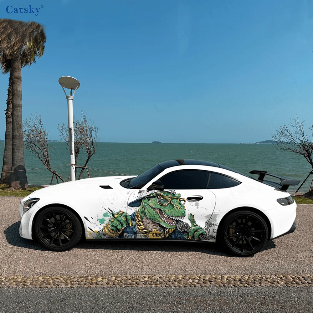 Tyrannosaurus Rex Singing Car Vinyl Wraps Decal Self-adhesive PVC Sticker Suitable for Trucks SUV Decor Auto Accessories Gift