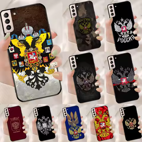 Russia Coat Of Arms Eagle Flag Funda Case For Samsung Galaxy S25 Ultra S9 S10 S20 S21 FE S22 S23 Plus S24 Ultra Phone Cover