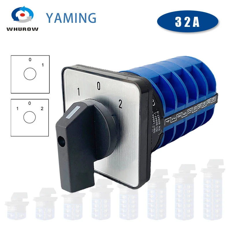 

YMW26 LW26-32A Changeover Cam Rotary Switch 1-8 Poles 2/3P Silver Contact Dual Power Control Selector OFF-ON