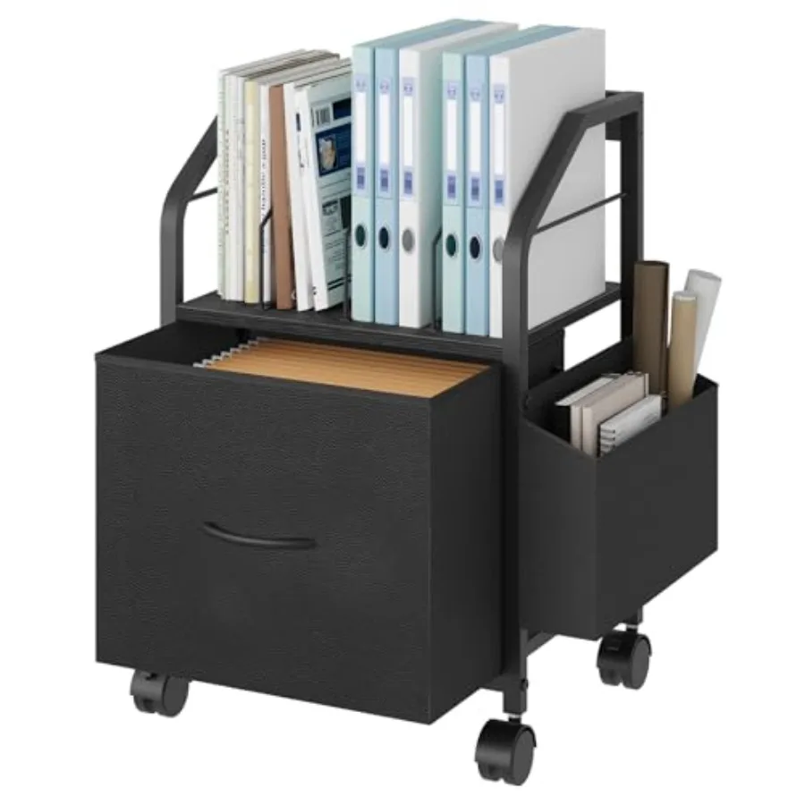 

Small File Cabinet, Rolling Filing Cabinet for Under Desk with Divider, Single Non-Woven Fabric Drawer File Organizer for A4/Le