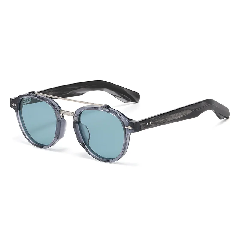 

New High-end Flat Top Double Bridges Men Polarized Sunglasses Acetate Square Suneyeglass Women Fashion Retro Gifts Eyewear UV400