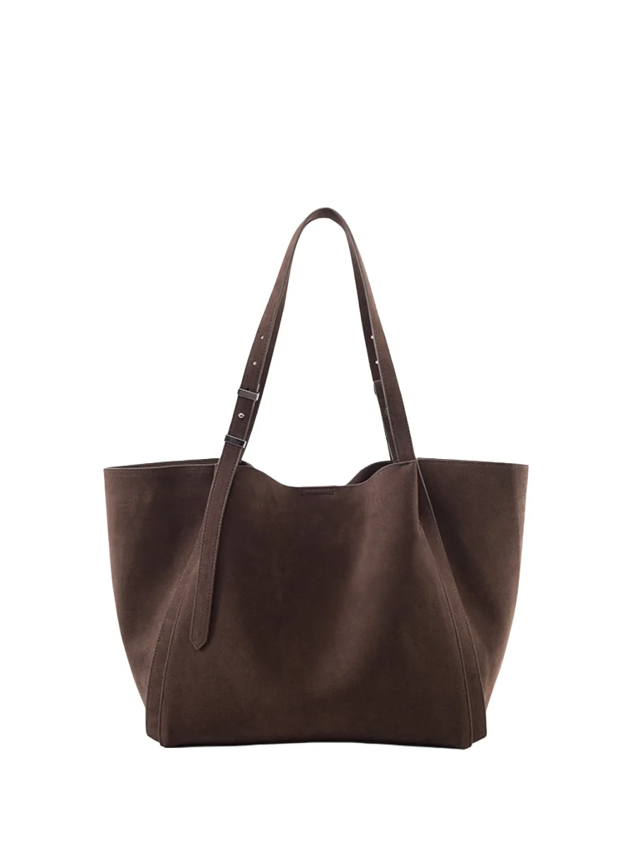 

New Autumn Retro Matte High Texture Leather Tote Bag for Women Solid Color Large Capaci Shoulder Shopping Bag Versatile Handbag