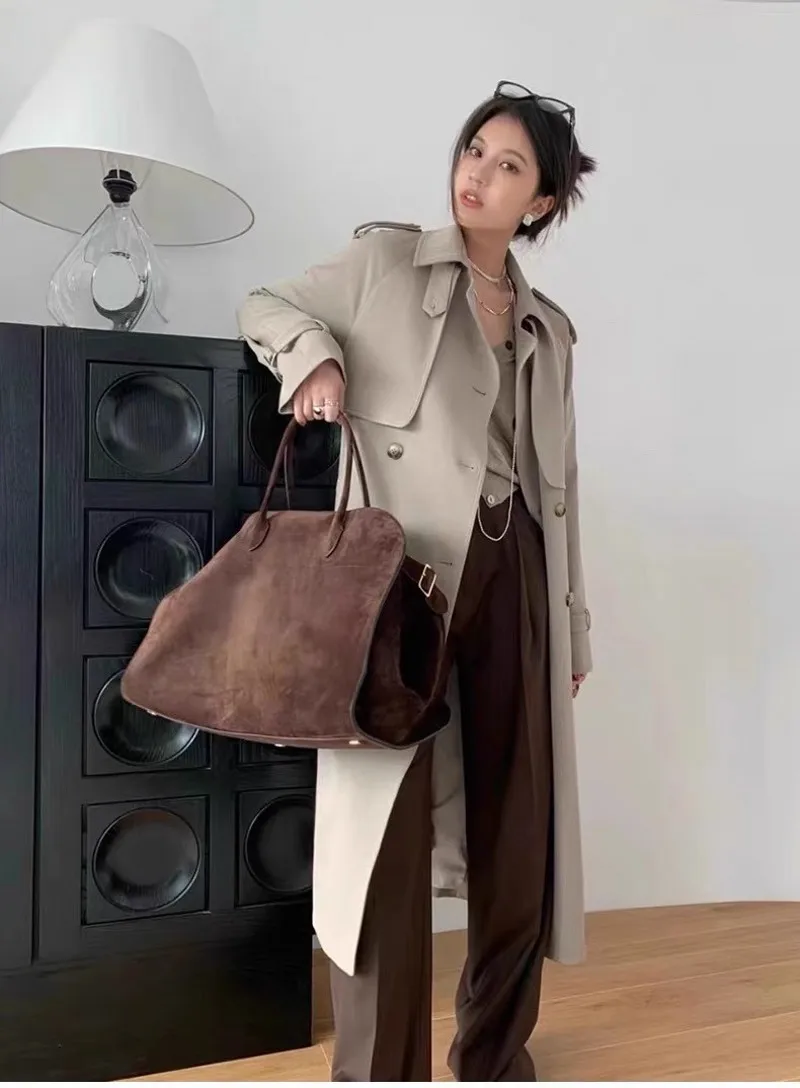 2024 Niche fashion European Style Split Leather Top-handle Bag Simple Large Capacity Style Handbag Tote Bag For Women Daily Use