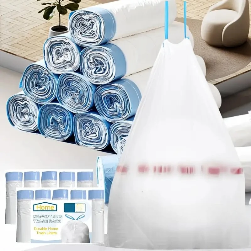 5 Rolls 75Pcs 2.64-3.96 Gallon Drawstring Trash Bags, Thick Leakproof Odor Block Tear Resistant Garbage Bags for Home Office Pet