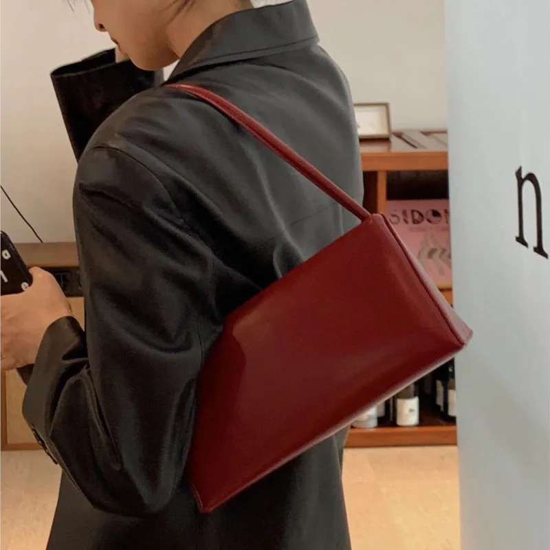 

JIAERDI Retro Red Underarm Bag Women Simple Leather Large Capacity Shoulder Bag Ladies Fashion Versatile Luxury Handbag Chic New