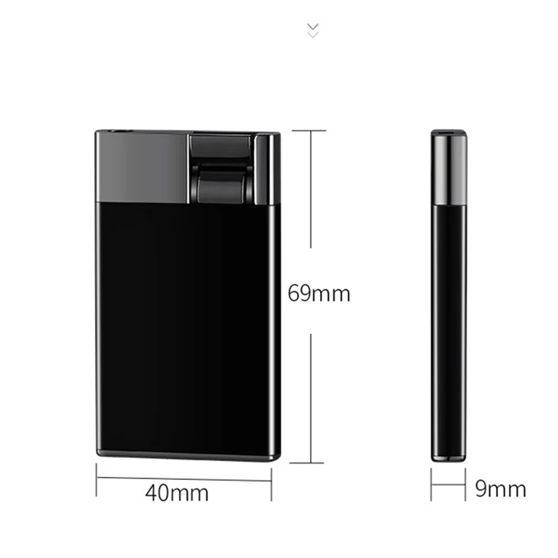 Metal Ultra-thin and Minimalist Inflatable Lighter Windproof Jet Blue Flame Joystick Press Ignition Cigar Lighter Men\'s Gift