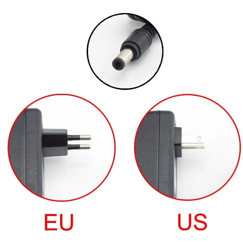 1/2/5pcs 9V 1A 1000ma Charger AC 100V-240V DC Power Supply Adapter Plug Converter For LED Strip Light CCTV 5.5x2.5mm US EU Plug