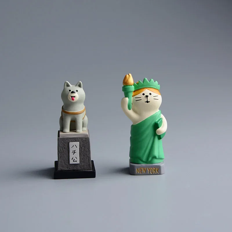 Zakka Miniatures Model Figurines The Statue of Liberty Cat Hachiko Resin Home Handicraft Desktop Ornament Decoration Crafts Gift