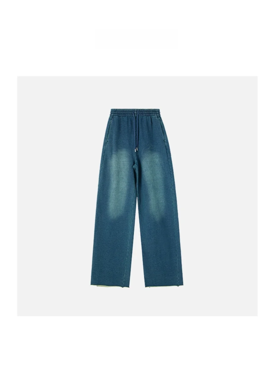 

JINGJING2024, весенне-осенние винтажные джинсы из 00% хлопка синего цвета, американские джинсы, женские джинсовые брюки премиум-класса