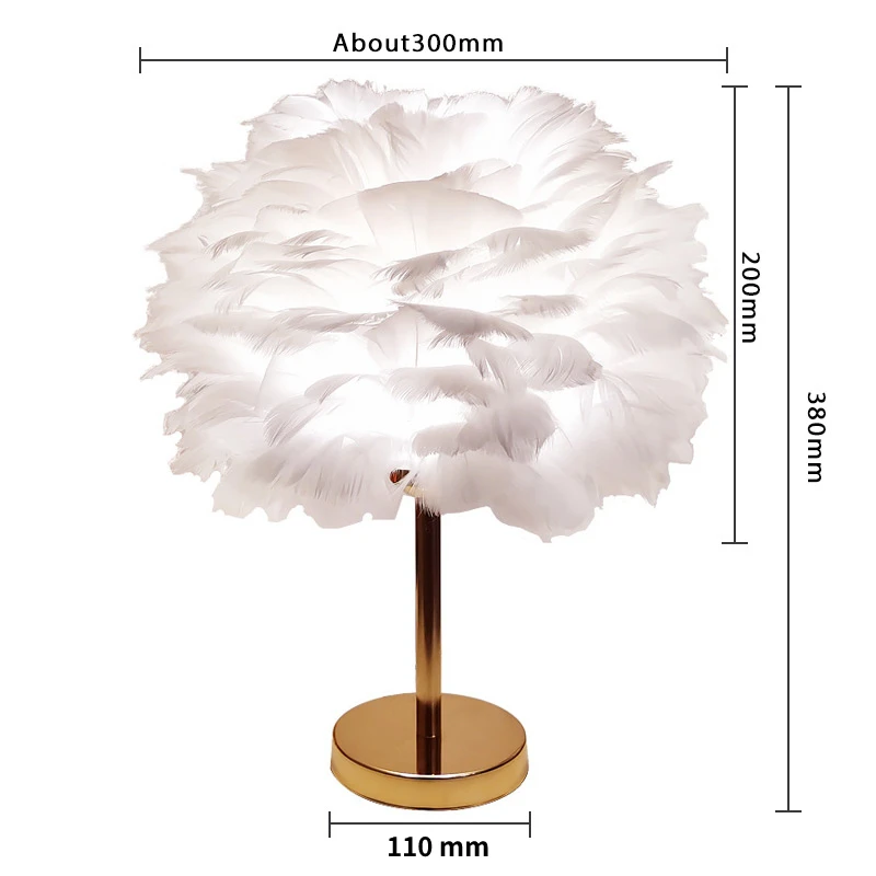 New Ins Nordic Bedside Light Decor Aesthetic Feather Crystal Bedside Lamp Romantic Nordic Lighting for Bedroom Wedding Gift