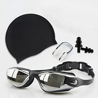 Adult Swimming Goggles with Earplugs - Resin , UV Protection, Anti-Fog, Waterproof, Electroplated Lenses for Ages 14 & Up