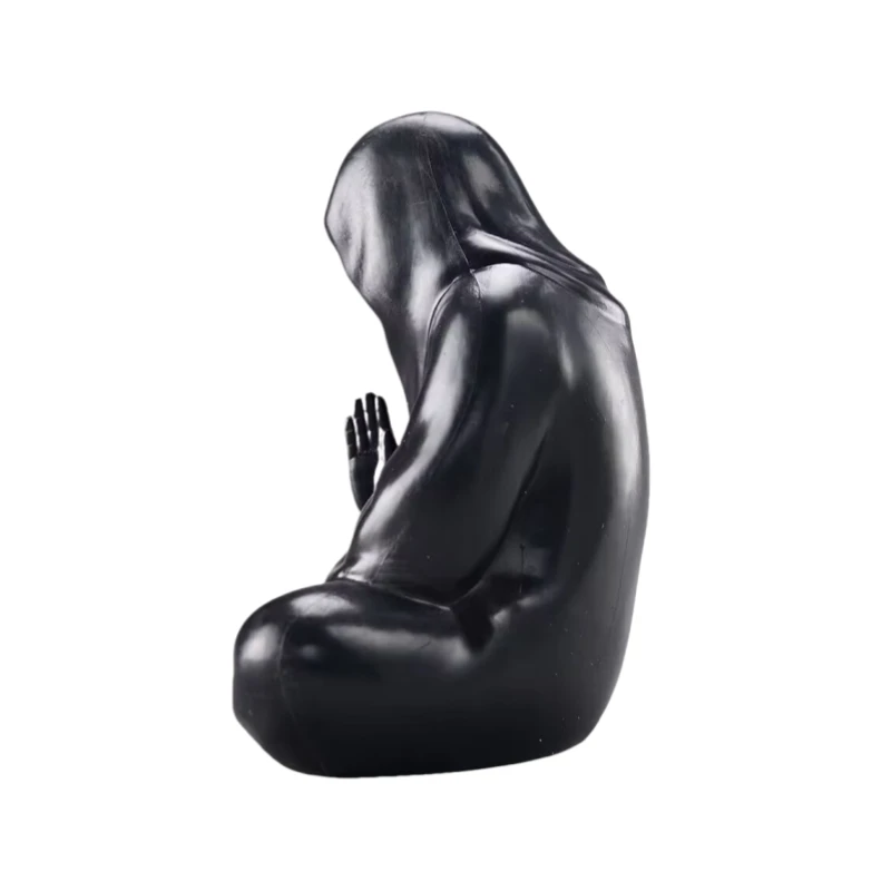 10cm Mysterious Black Clothed Man With No Face Buddha Darkness Sit In Meditation PVC Model Action Figure Statue Dark Anime Model