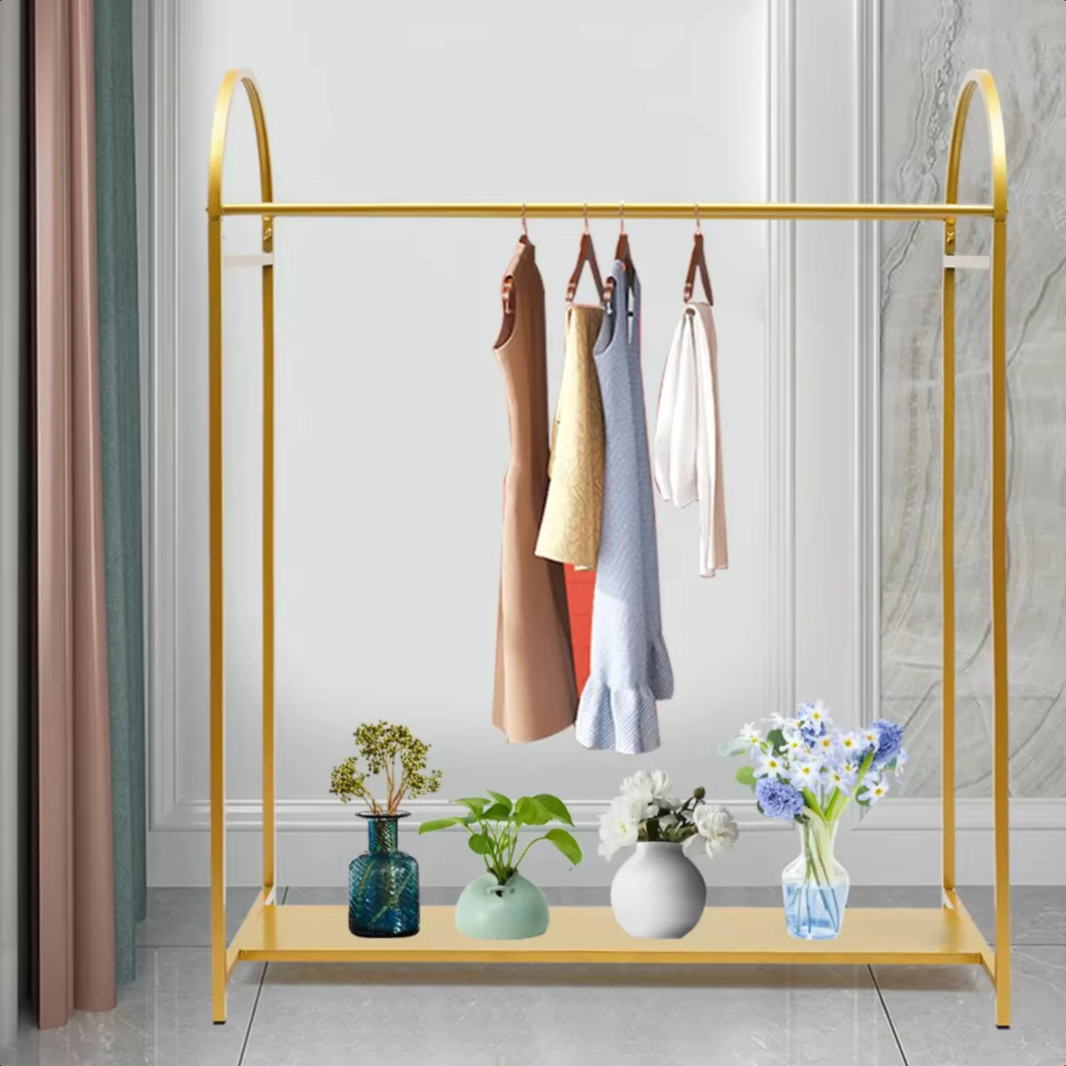 

New Gold Iron Clothing Rack Wedding Dress Bridal Garment Rack Stand Show Clothes to Store Clothes