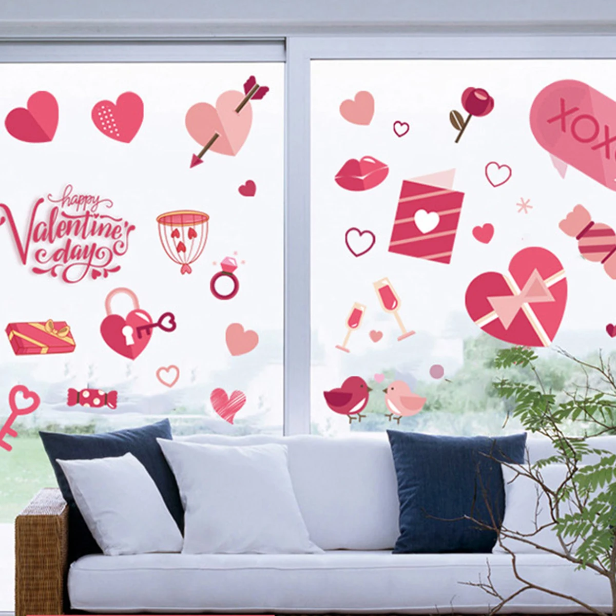 

Valentine's Day Creative Static Electricity Stickers Window Film Diy Refrigerator Stickers Home Decorative New Arrival