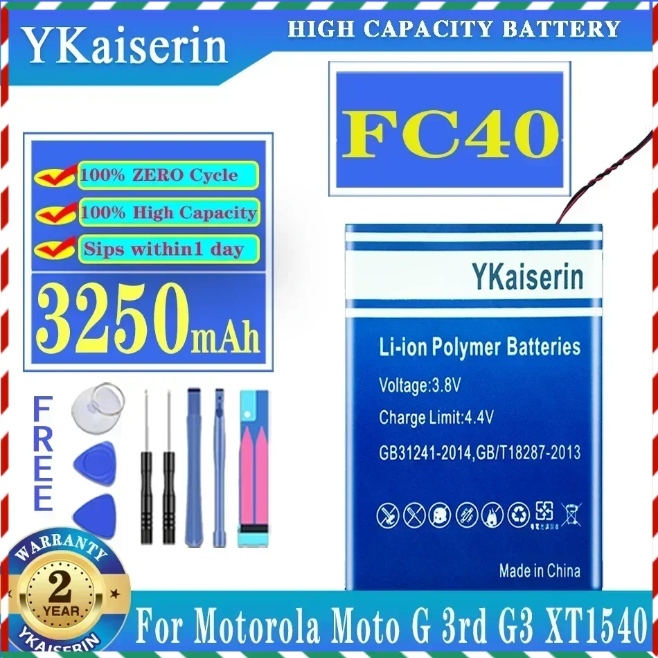 FC40 FC 40 3250mAh YKaiserin Battery For Motorola Moto G MotoG 3rd G3 XT1540 XT1541 XT1543 XT1544 XT1548 XT1550 XT1557 Batteria