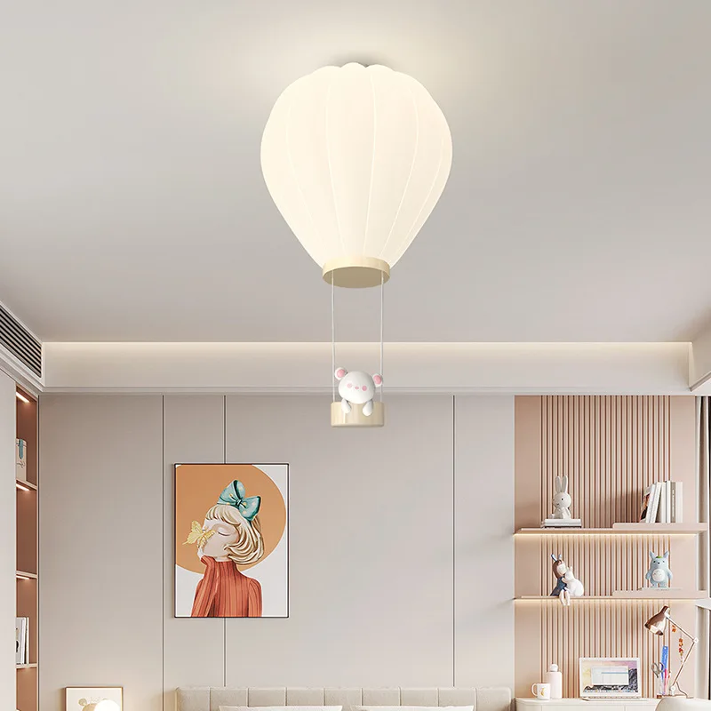 Imagem -03 - Luz de Teto Branca pe para Crianças Ballon de ar Quente Animais de Desenhos Animados Quarto Infantil Lâmpada de Quarto Decoração de Bebê Candeeiro Branco