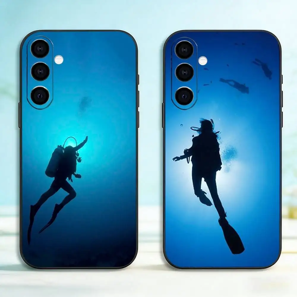 Scuba Diving Dive Phone Case Black Silicone Soft For Samsung Galaxy A73,A72,A71,A70,A53,A52,A51