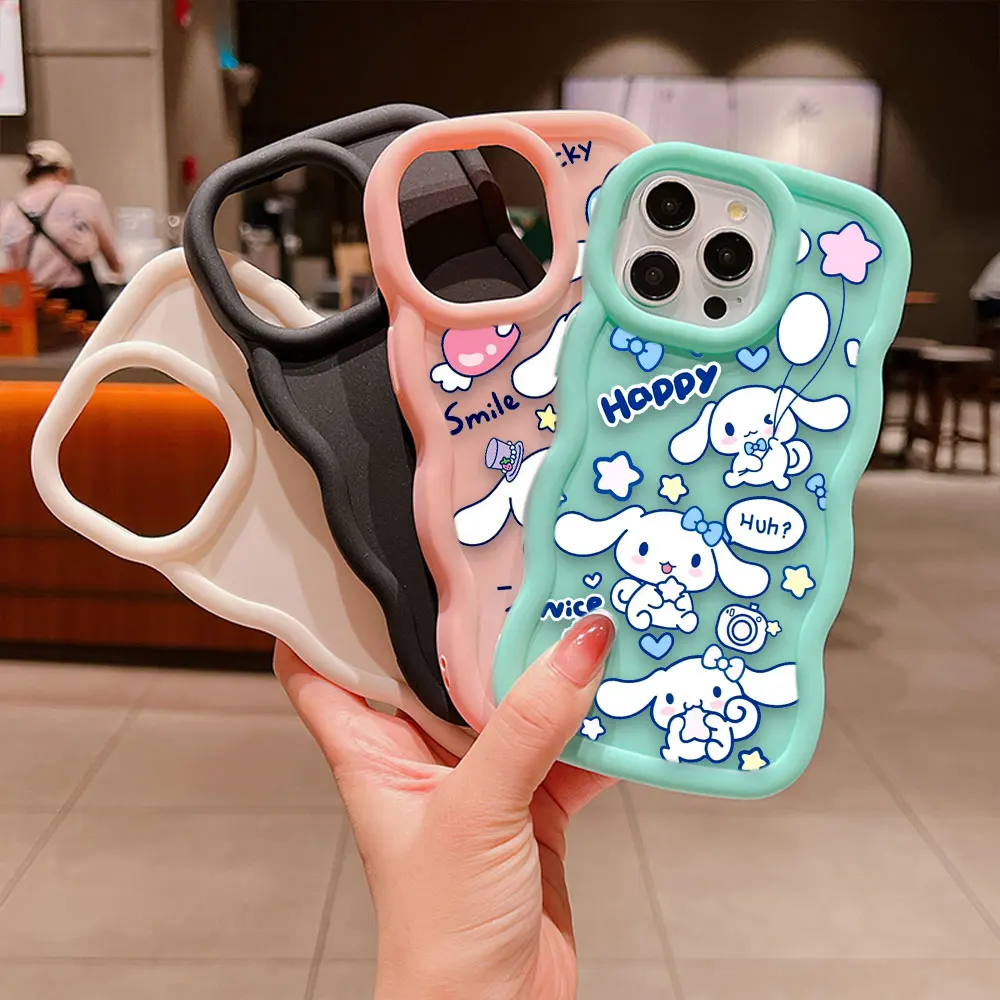 Cartoon Cinnamoroll Dog 3D Wave Case For OPPO RENO 2F 2Z 4 5 5Z 6 6Z 7 7Z 8 8Z 10 11 11F PRO 4G 5G FIDN X3 LITE Case Funda Capa