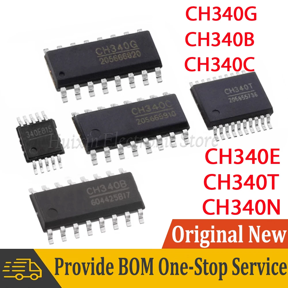 

5pcs CH340G CH340B CH340C CH340E CH340T CH340N SOP-16 SSOP-20 SOP-8 SOP-10 SMD USB to UART Interface Chip NEW IC Chip